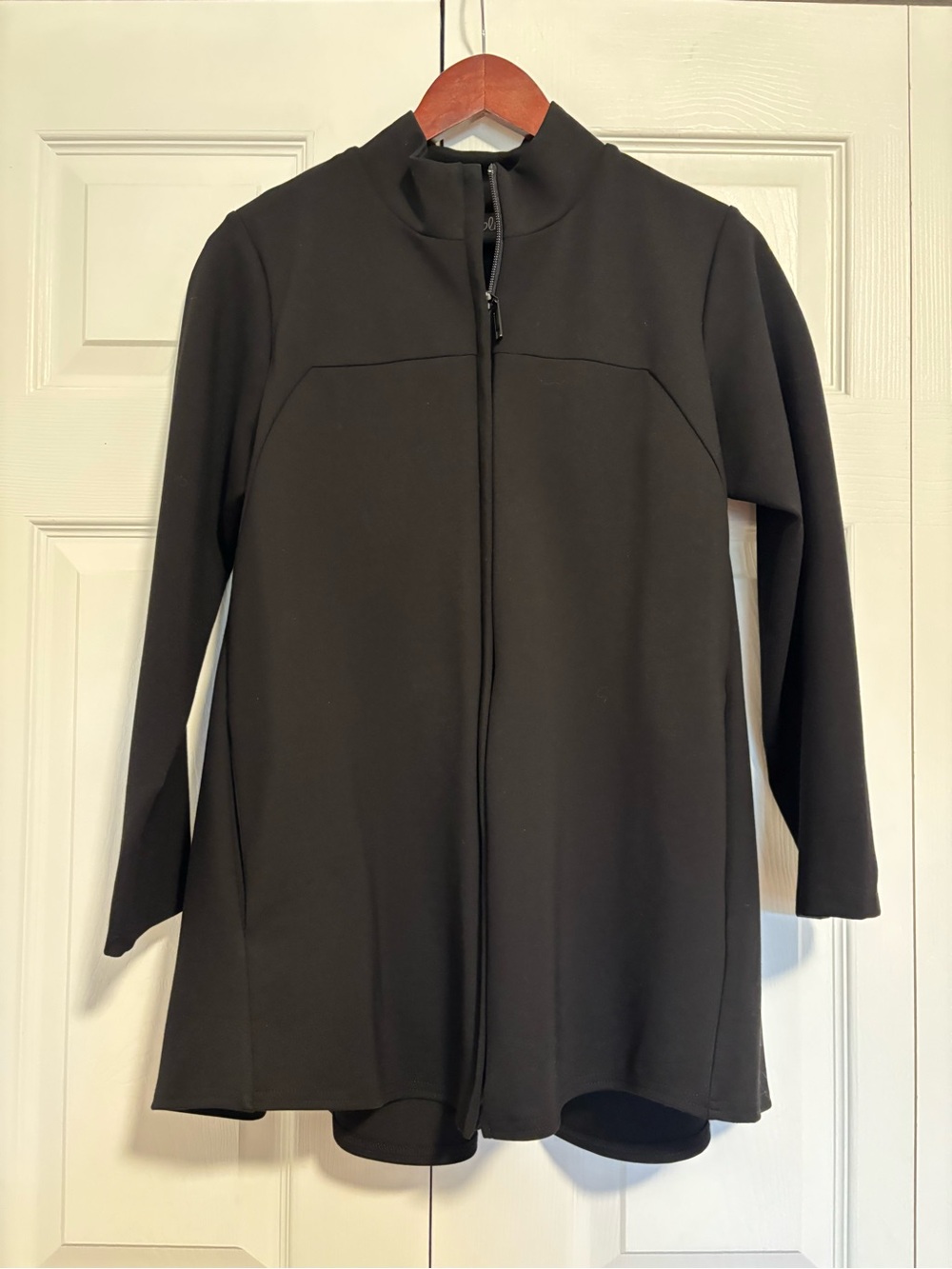 Sympli Black Long Sleeve Zip-Front Coat 6